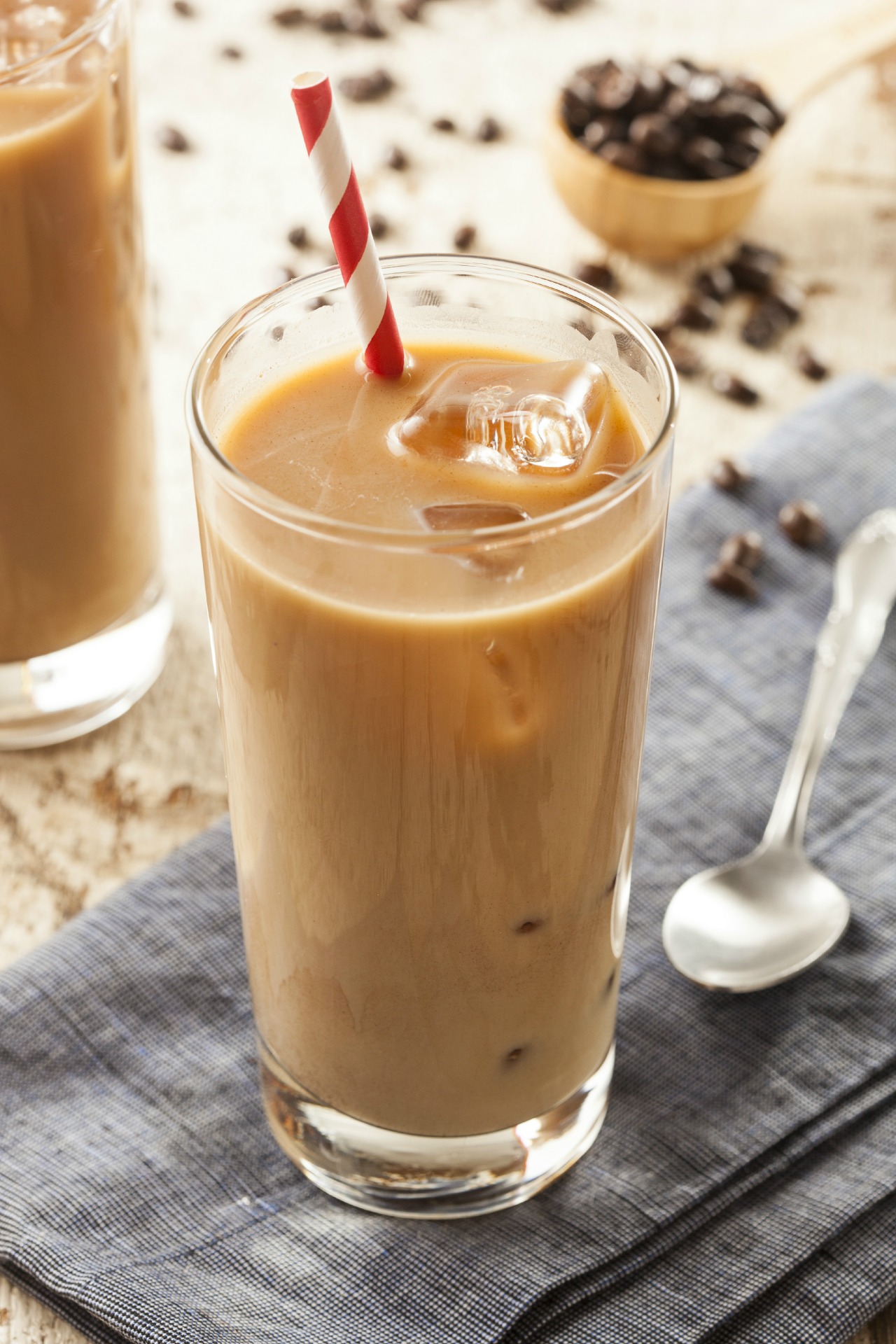 Fancy Iced Coffee with Cream in a Glass